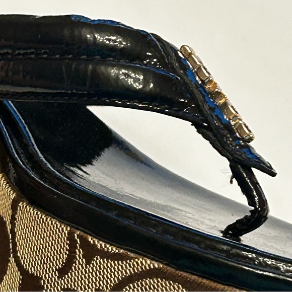 Coach Nella Brown Tan Signature Platform Sandals Size 6.5 - Picture 15 of 16